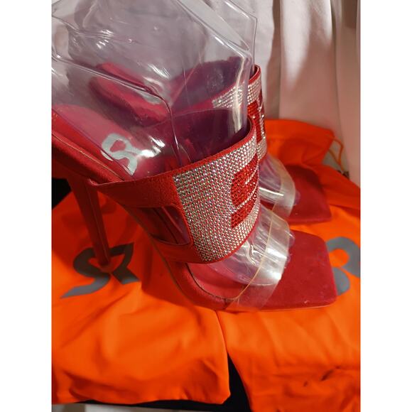 So real Heels Siler Rhinestone 6 Bling Logo Disco - Picture 5 of 14